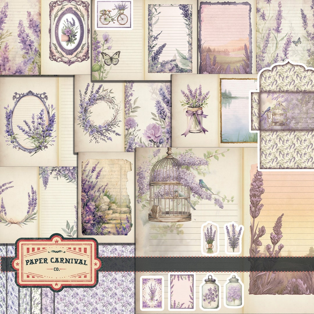 Lavender Fields Journaling Kit Printable &amp; Ephemera PDF Lavender, Soft ...