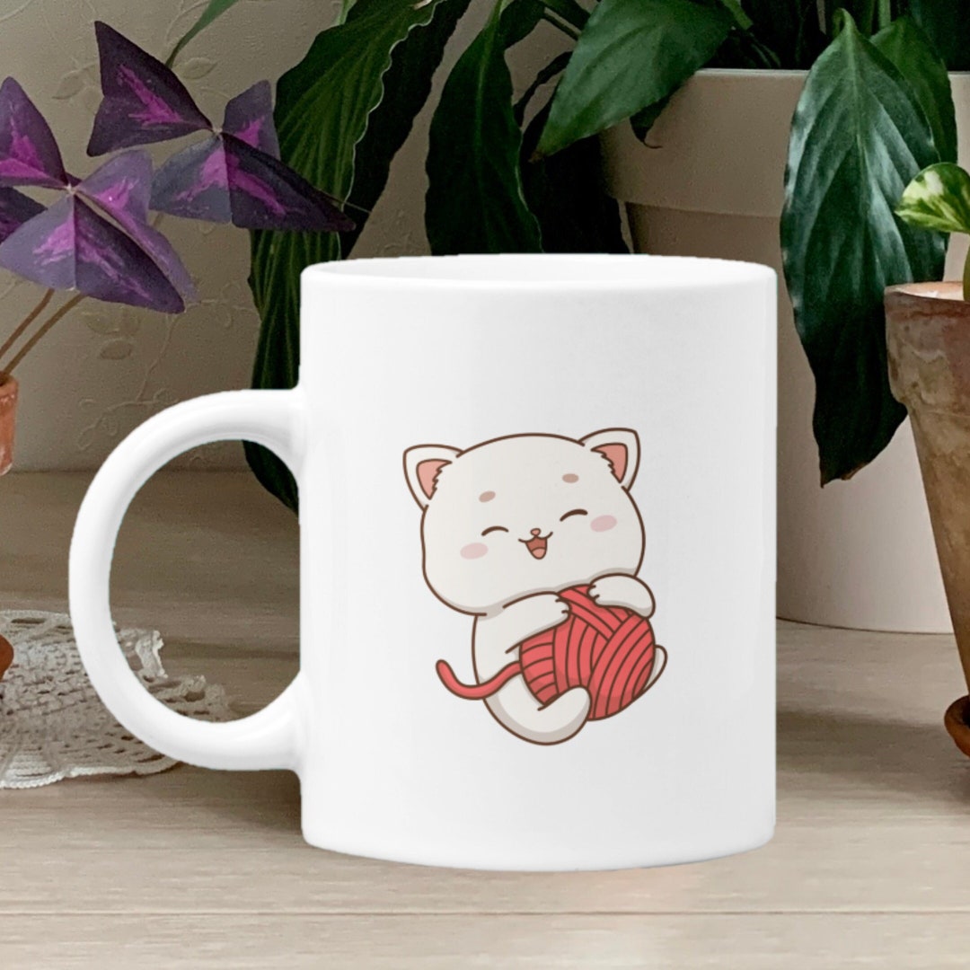 Cute Cat With Yarn Mug Kitty Coffee Mug Gifts for Women Etsy