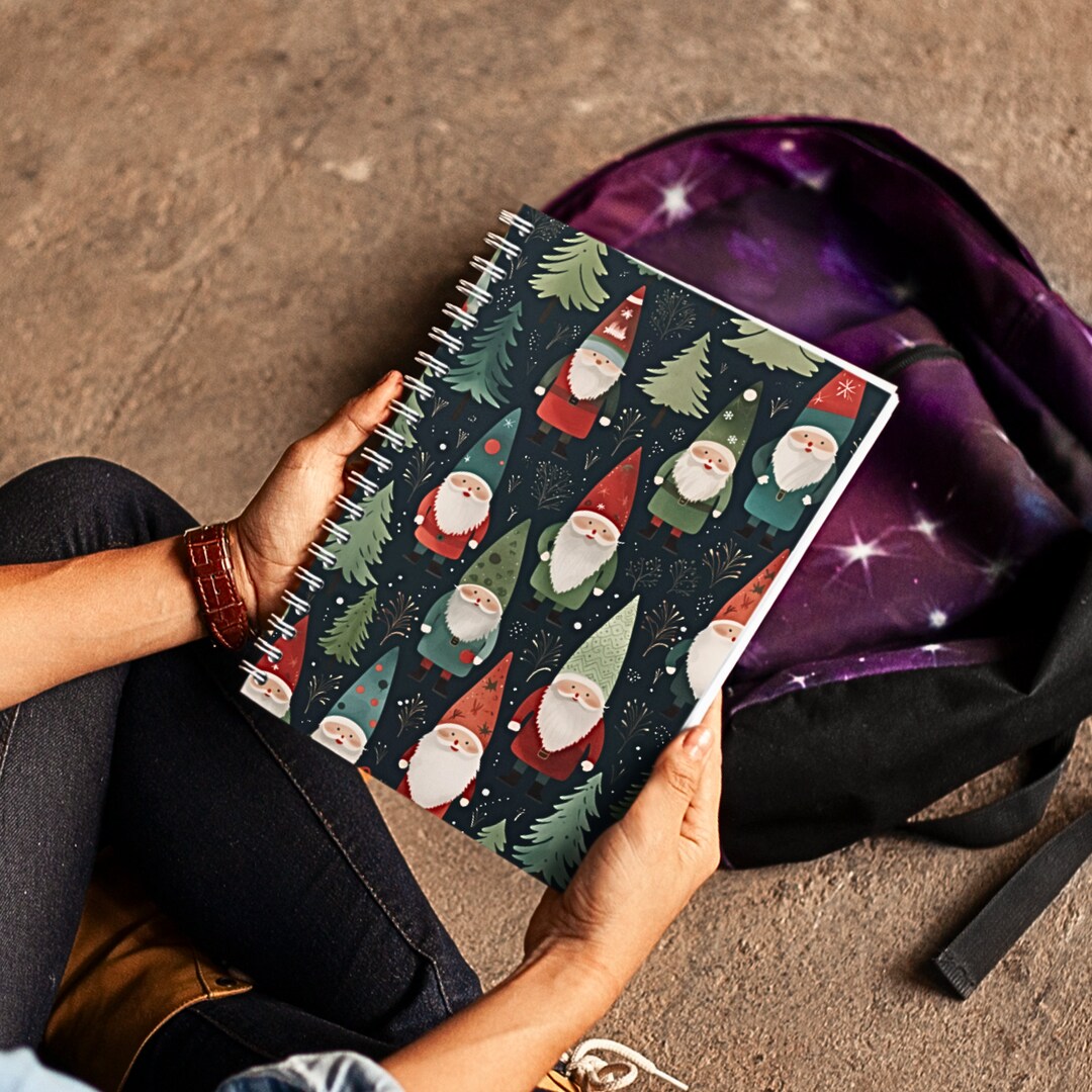 Christmas Gnomes Spiral Notebook, Christmas Journal, Santa Notebook