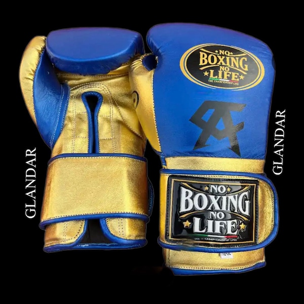New customized Canelo Handmade No Boxing No Life Boxing Gloves | BLUE/GOLD |
