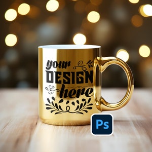 PSD Gold Mug Mockup Coffee Gold Mug Mockups Bundle PSD Gold Mug Mock Up Smart Object Mug Mockups Metallic Sublimation Wedding Mug PSD Bundle
