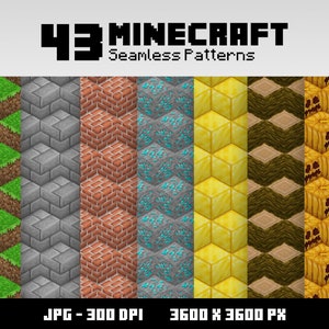 Carta digitale Minecraft, set senza soluzione di continuità Minecraft, clipart di gioco, regalo digitale Minecraft per giocatori, regalo di compleanno, sfondo Minecraft fai da te