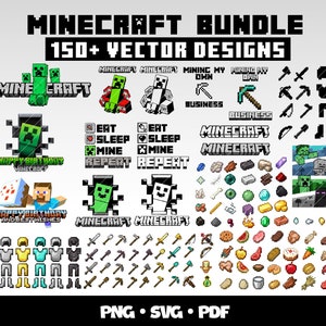 Mine Svg Bundle Gaming Clipart Jeu vidéo numérique Sticker Autocollant Cadeau de Noël pour les joueurs Chemise Gamer Idée cadeau Minecraft