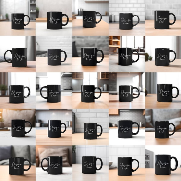 36x Black Mug Mock Ups Coffee Cup Mock up Bundle Modern Mock Up Photograph Styled Ceramic Mug Graphic Design Mockup JPG Digital Download