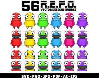 Repo Game Svg Bundle Gaming Clipart PNG Repo Characters Horror Game R.E.P.O. Video Game Svg Vector Digital Download Gamer Birthday