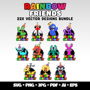 Rainbow Friends Svg Bundle Clipart di gioco Rainbow Friends File Cricut Rainbow Friends Svg e Png a strati Roblox Rainbow Friends Compleanno