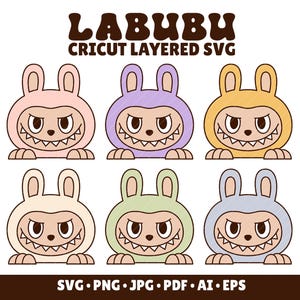 Labubu Peeker Svg Bundle Vector Digital File for Cricut Labubu Characters Clipart Bundle Layered SVG Cricut