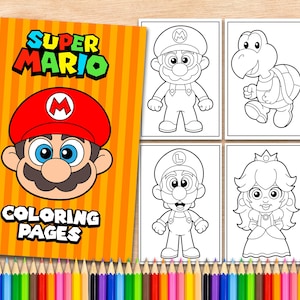 24 Super Mario Kleurplaten Kleurplaten A4 Kleurboek voor kinderen Kleurplaten PDF Kleurplaten Kleurplaten Super Mario Gaming Bundel