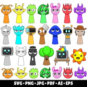 74 Incredibox Sprunki Svg Bundle Sprunki Beats Gaming Clipart Layered SVG Gamer Birthday Incredibox Sprunki Png Clipart