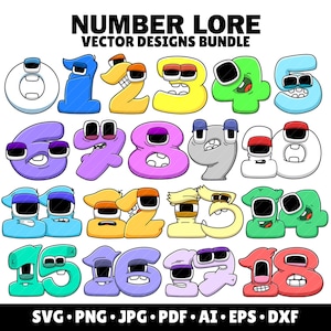 Number Lore SVG Bundle Letters Printable Number Lore Png Clipart Kids Birthday Party Printable Font Letters