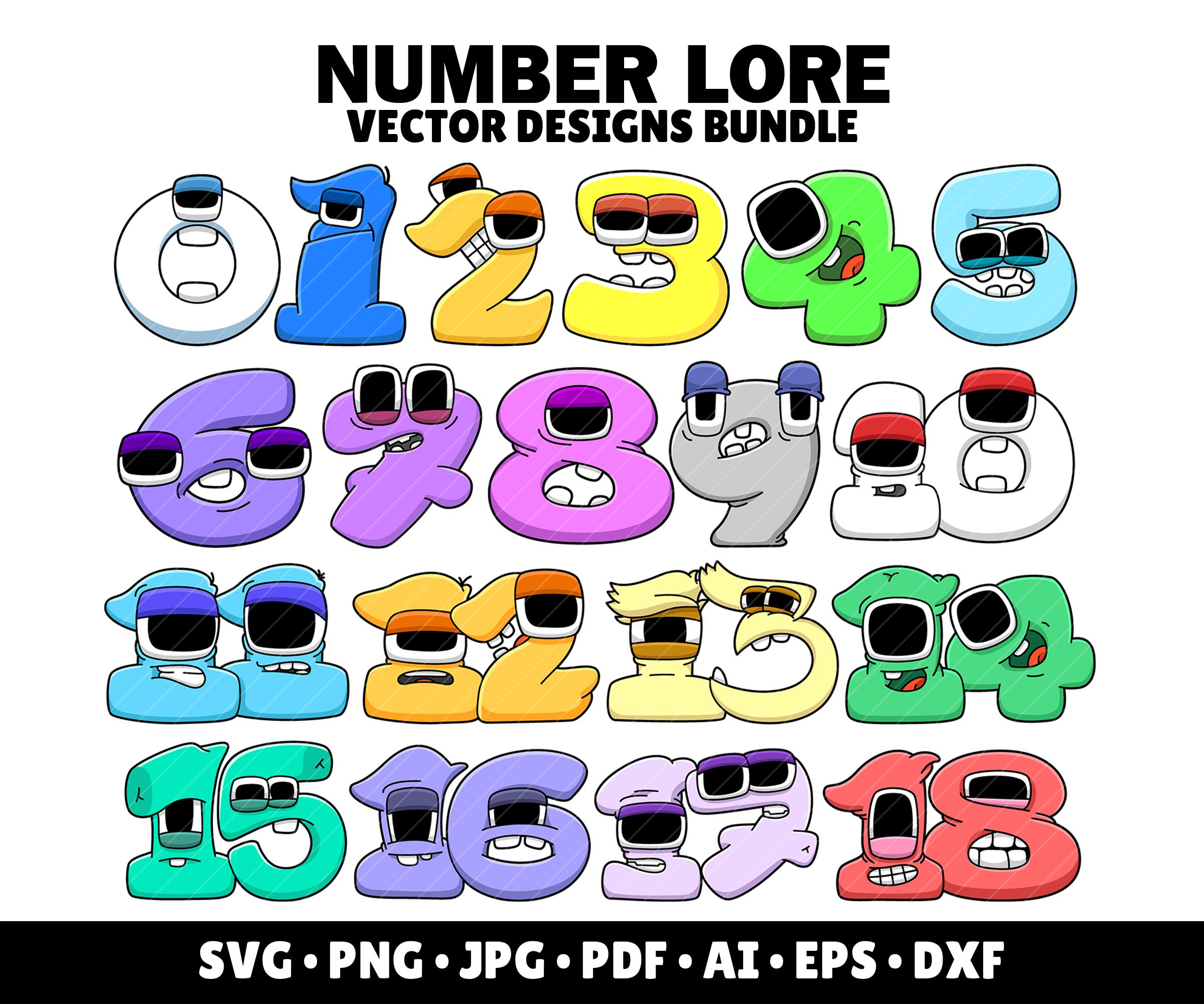 Number Lore SVG Bundle Letters Printable Number Lore Png Clipart Kids Birthday Party Printable Font Letters