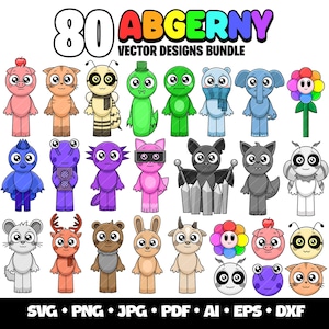 80 Abgerny Svg Bundle Characters Gaming Clipart SVG Gamer Abgerny Birthday Sprunki Incredibox Abgerny Png Digital Download Printable
