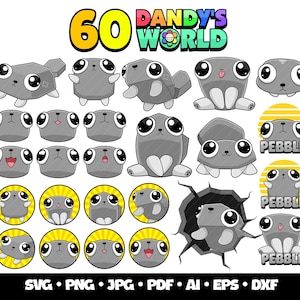 60 Dandy's World SVG Bundle Pebble Roblox Characters Gamer Birthday Party Roblox SVG Kids Gaming Clipart Dandys World Pebble Character SVG
