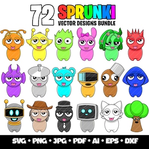 72 Incredibox Sprunki Svg Bundle Sprunki Beats Gaming Clipart Layered SVG Gamer Birthday Incredibox Sprunki Png Clipart