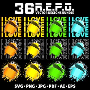 REPO I Love Game Svg Bundle Gaming Clipart PNG Repo Tshirt Horror Game R.E.P.O. Video Game Svg Vector Digital Download Gamer Birthday