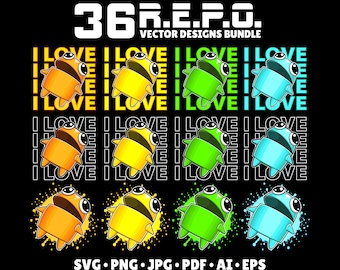 REPO I Love Game Svg Bundle Gaming Clipart PNG Repo Tshirt Horror Game R.E.P.O. Video Game Svg Vector Digital Download Gamer Birthday