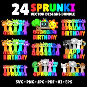 24 Incredibox Sprunki Svg Bundle Sprunki Beats Gaming Clipart Layered SVG Gamer Birthday Incredibox Sprunki Png Svg Characters