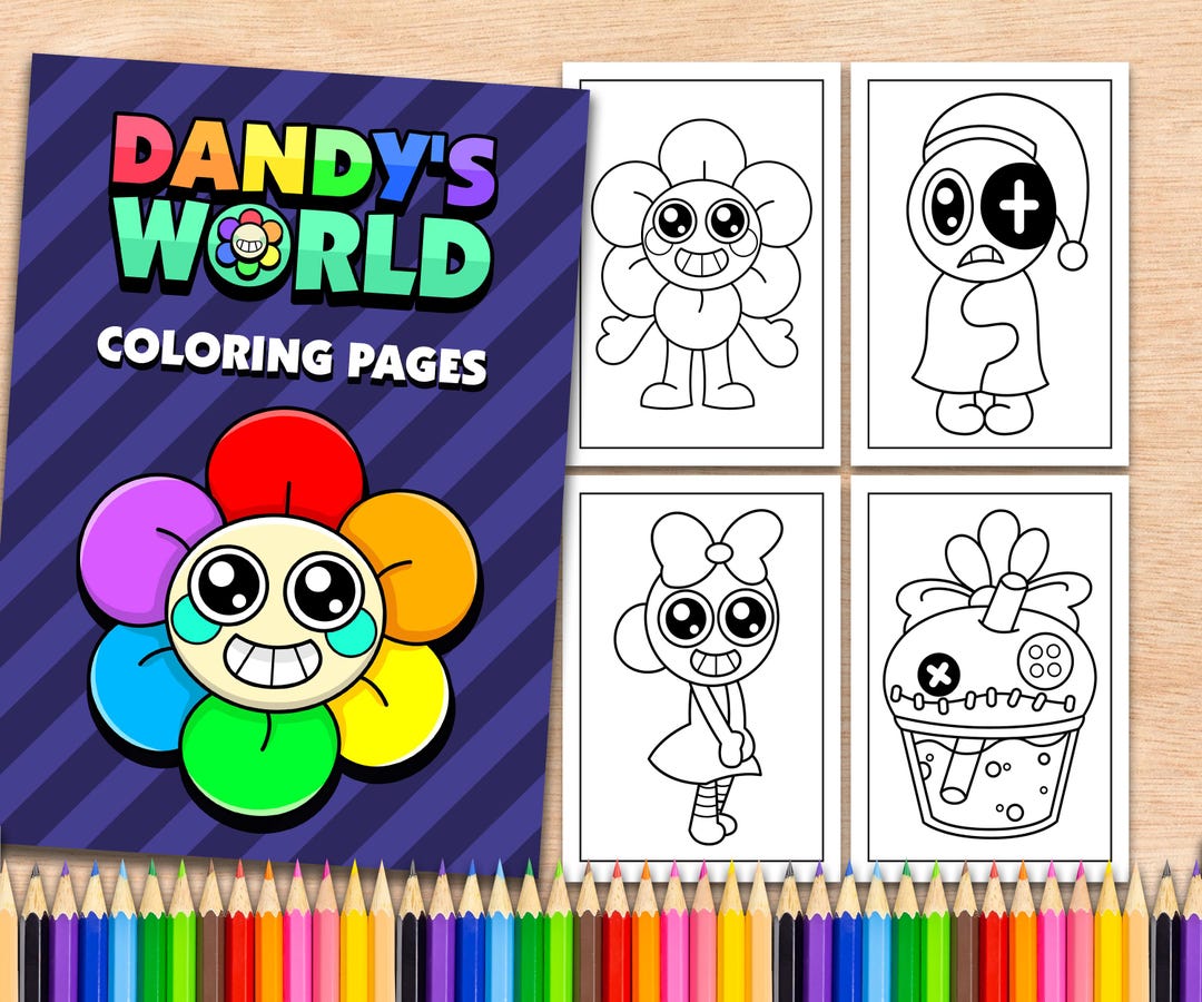 24 Dandy's World キャラクターの印刷可能なぬり絵ページ A4