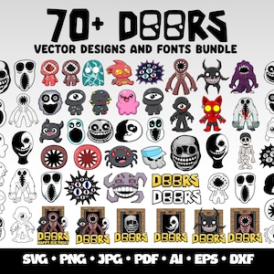 70 Roblox Doors SVG Bundle Doors Figure, Rush, Seek, Screech Roblox Characters Svg Roblox Doors Birthday Doors Characters SVG Gaming Clipart
