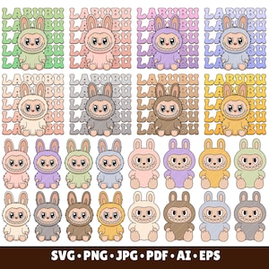 Labubu Svg Bundle Vector Digital File for Cricut Labubu Characters Clipart Bundle Layered SVG Cricut Birthday T-Shirt Design