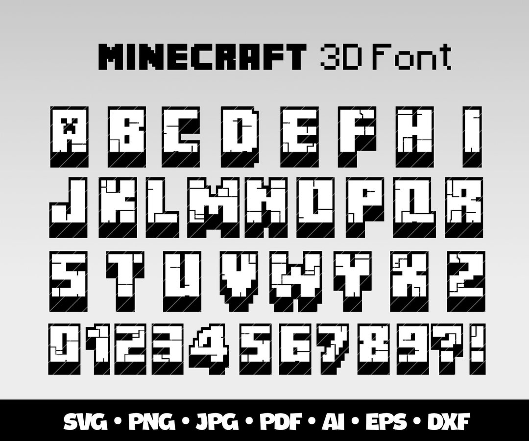 Minecraft Font Svg Bundle Minecraft Alphabet Printable Minecraft Gamer ...