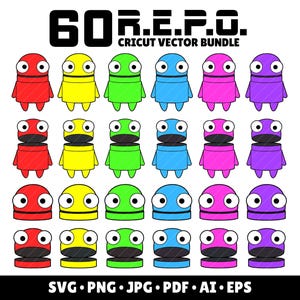 Repo Cricut Svg Gaming Bundle Repo Layered Characters Horror Game R.E.P.O. Video Game Svg Vector Cricut Bundle Characters REPO Birthday