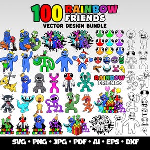 100 Regenbogen Freunde SVG Bundle Gaming Clipart Regenbogen Freunde Cricut Dateien Regenbogen Freunde Layered SVG Png Roblox Regenbogen Freunde Geburtstag
