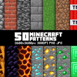 50 mijne naadloze patronen bundel Minecraft digitaal papier gaming clipart gelaagde SVG Minecraft gamer cadeau voor verjaardag Minecraft DIY