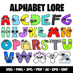 Alphabet Lore SVG Bundle Letters Printable Alphabet Lore Png Clipart Kids Birthday Party Printable Font Letters