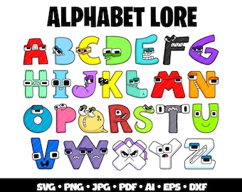 Alphabet Lore SVG Bundle Letters Printable Alphabet Lore Png Clipart Kids Birthday Party Printable Font Letters