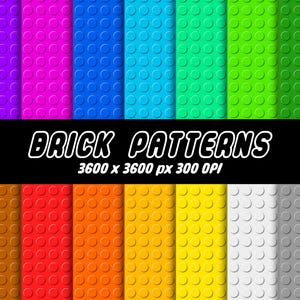 20 Brick Patterns Svg Bundle Seamless Kids Toys Building Blocks Digital Paper Colorful Toy Bricks Printable Paper Pack PNG JPG