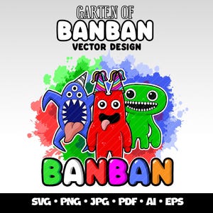 Garten of Banban Compleanno Vettore Design Roblox Gamer Garten Of Banban Roblox Cricut Gaming Clipart Personaggi Banban, Jumbo Josh, Nabnab