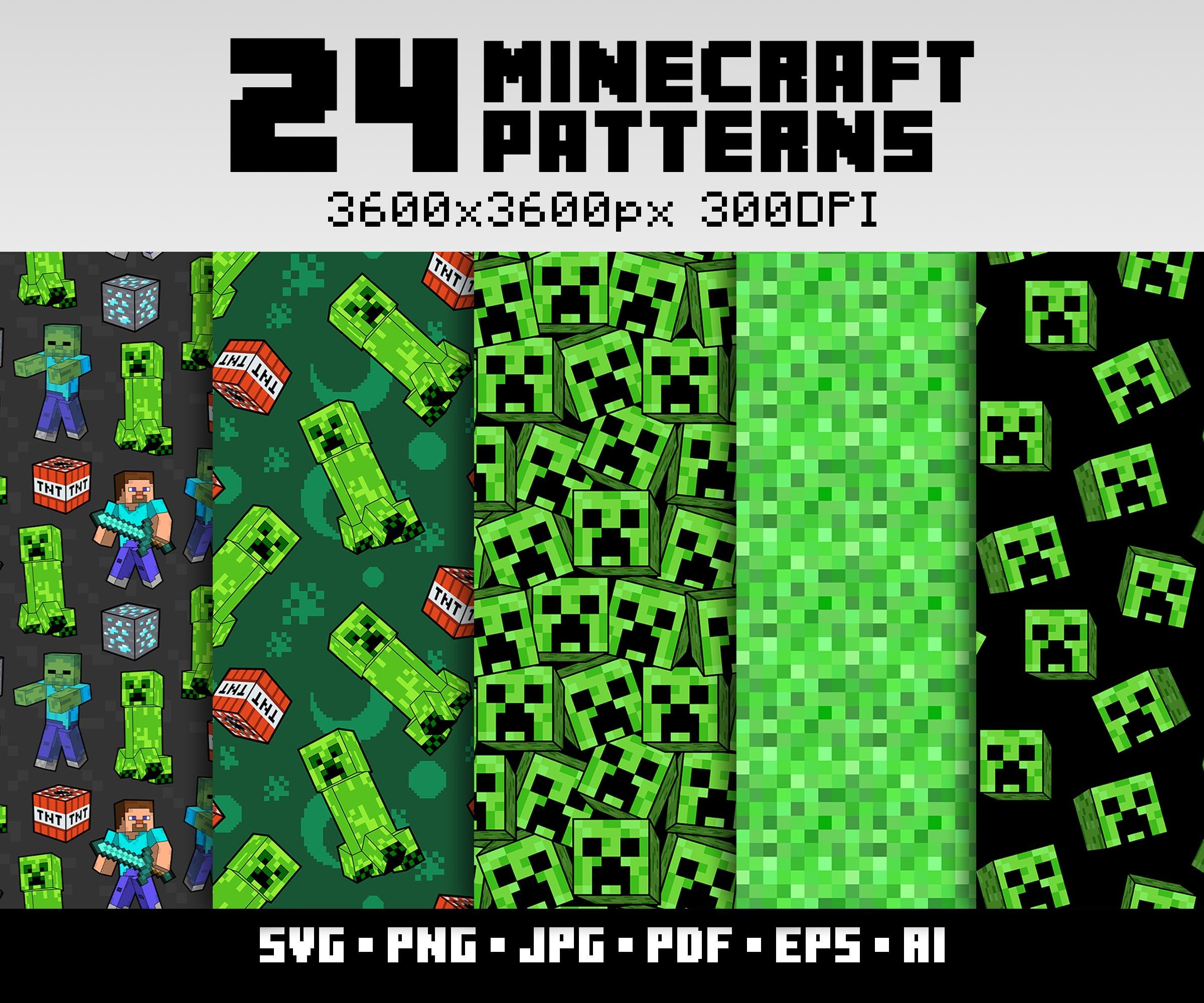 Minecraft Blocks Seamless Pattern Minecraft Creeper Vorlage DIY Minecraft Blocks Utensilo Bauen | Kinder