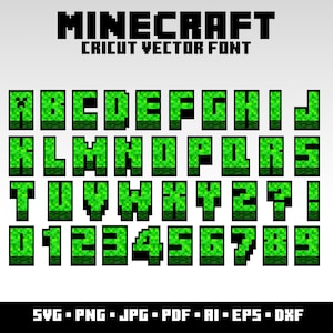 Mine Font Svg Bundle Minecraft Alphabet Printable Video Gamer Gift Personalized Birthday Mindcraft Personalized Gamer Party