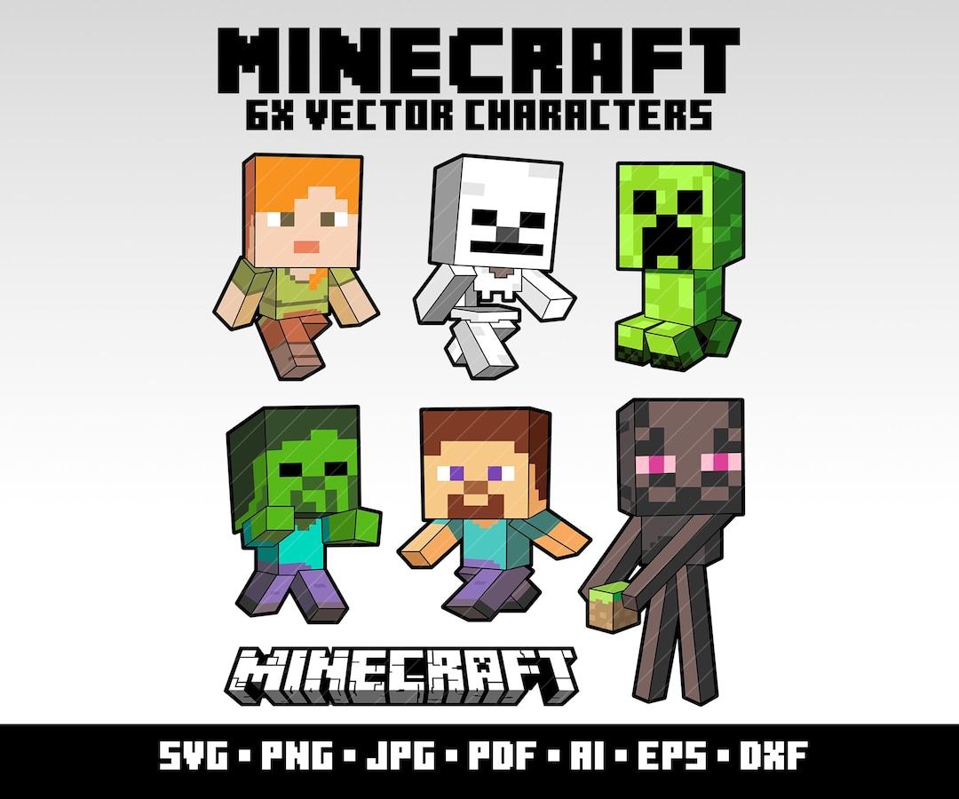 Minecraft Svg Bundle Characters Minecraft Gaming Clipart Cricut Vector