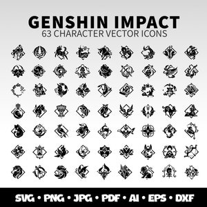 Genshin Impact Character Icons SVG Bundle Cut File Vector Genshin ...