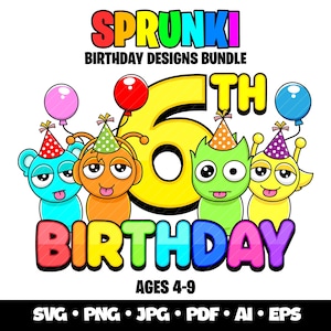Sprunki Birthday Svg Bundle Sprunki Beats Gaming Clipart Layered SVG Gamer Birthday Incredibox Sprunki Png Svg Characters