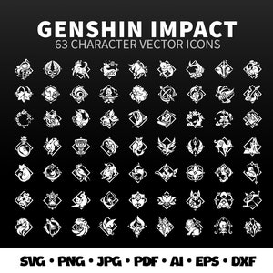 Genshin Auswirkungen Charakter Icons SVG Bündel Schnittdatei Vektor Genshin Elemente Druckbare Party Themenparty Geo Anemo Electro Pyro Dendro Hydro