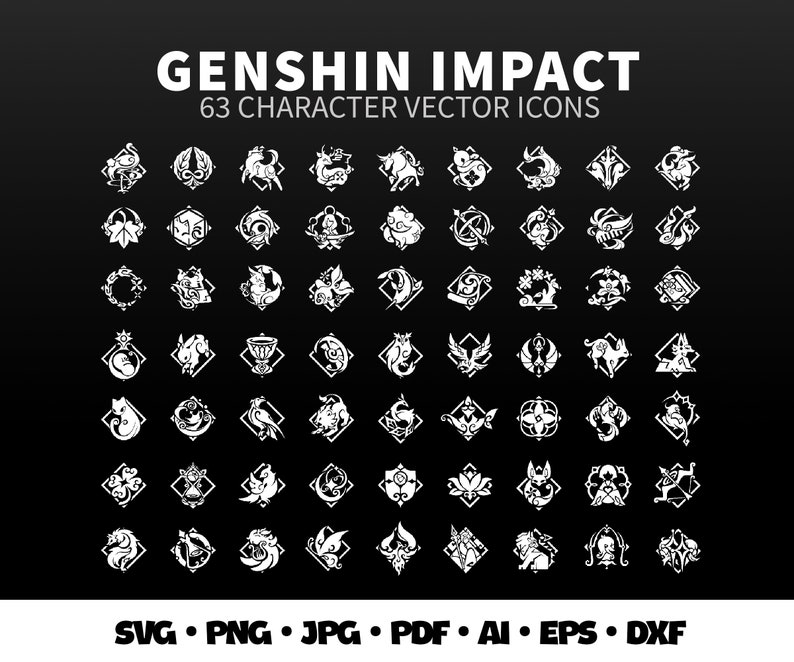 Genshin Impact Character Icons SVG Bundle Cut File Vector Genshin ... image.