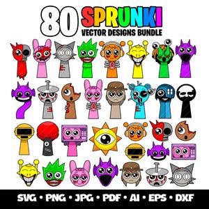 80 Incredibox Sprunki Svg Bundle Sprunki Beats Gaming Clipart Layered SVG Gamer Birthday Incredibox Sprunki Png Gaming Clipart Oren, Simon
