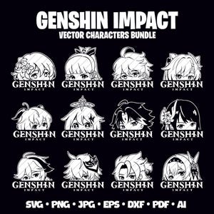 Genshin Auswirkungen Zeichen SVG Bundle Cricut Vektor Genshin Druckbare Anime Cosplay Themen Party Genshin Auswirkungen SVG Cricut Charaktere