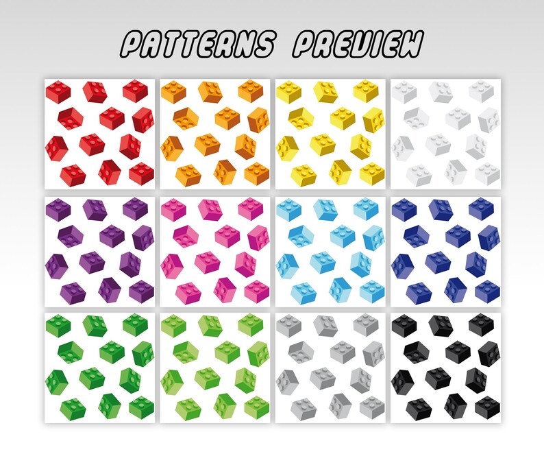 28 Brick Patterns Svg Bundle Seamless Kids Toys Building Blocks Digital