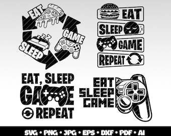 Gaming Svg Bundle, Eat Sleep Game Repeat Svg, Gamer Svg, Gaming Svg Bundle, Cricut Cut Files, Funny Svg, Gamer Kid Svg, Video Games Svg