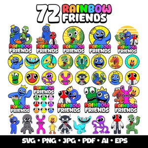 72 Regenbogen Freunde SVG Bundle Gaming Clipart Regenbogen Freunde Cricut Dateien Regenbogen Freunde Layered SVG Png Roblox Regenbogen Freunde Geburtstag