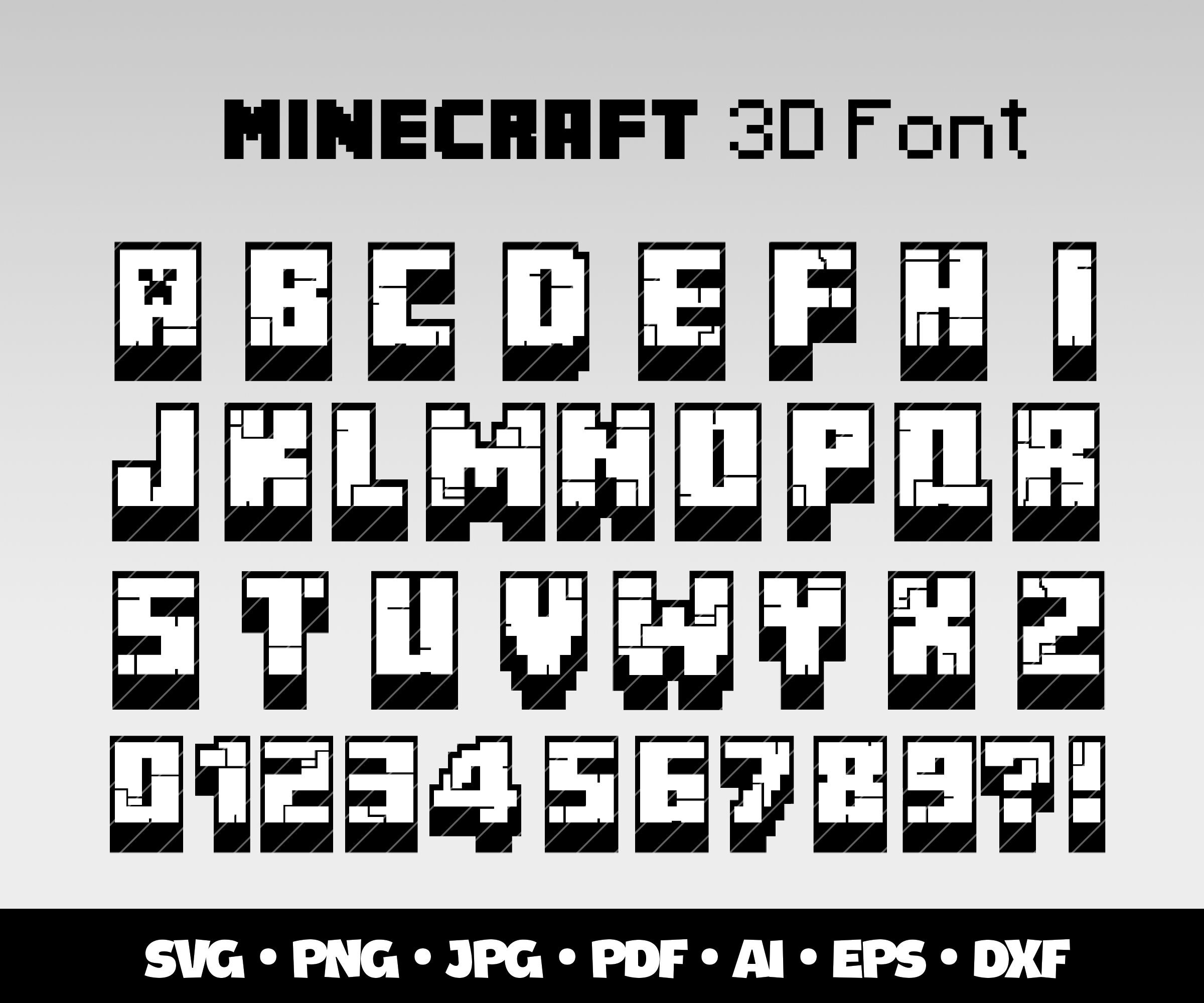 Minecraft 5 Fonts Svg Bundle Minecraft Alphabet Printable Minecraft ...