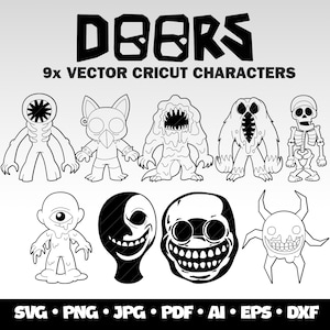 Doors Roblox SVG Bundle Roblox Cricut Svg Cricut Roblox Doors Clipart Birthday Gaming Clipart Roblox Doors Characters SVG Gamer Bundle