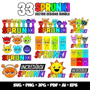 33 Incredibox Sprunki Svg Bundle Sprunki Beats Gaming Clipart Layered SVG Gamer Birthday Incredibox Sprunki Shirt Png Digital Download