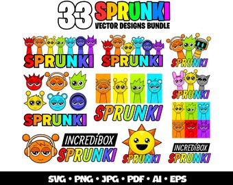 33 Incredibox Sprunki Svg Bundle Sprunki Beats Gaming Clipart Layered SVG Gamer Birthday Incredibox Sprunki Shirt Png Digital Download