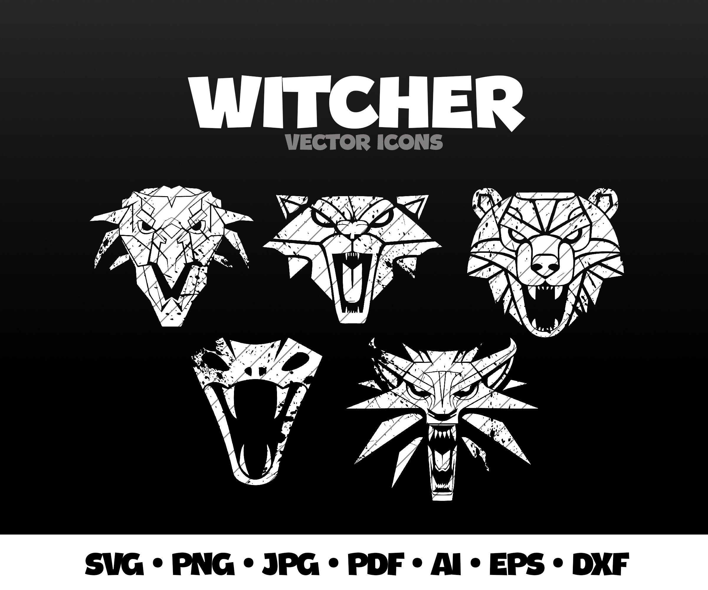Witcher Svg Bundle Pack Witcher Vector Png White Wolf Svg Witcher Logo Medallion Svg Silhouette SVG Cricut Witcher Vector Logo Png Symbols