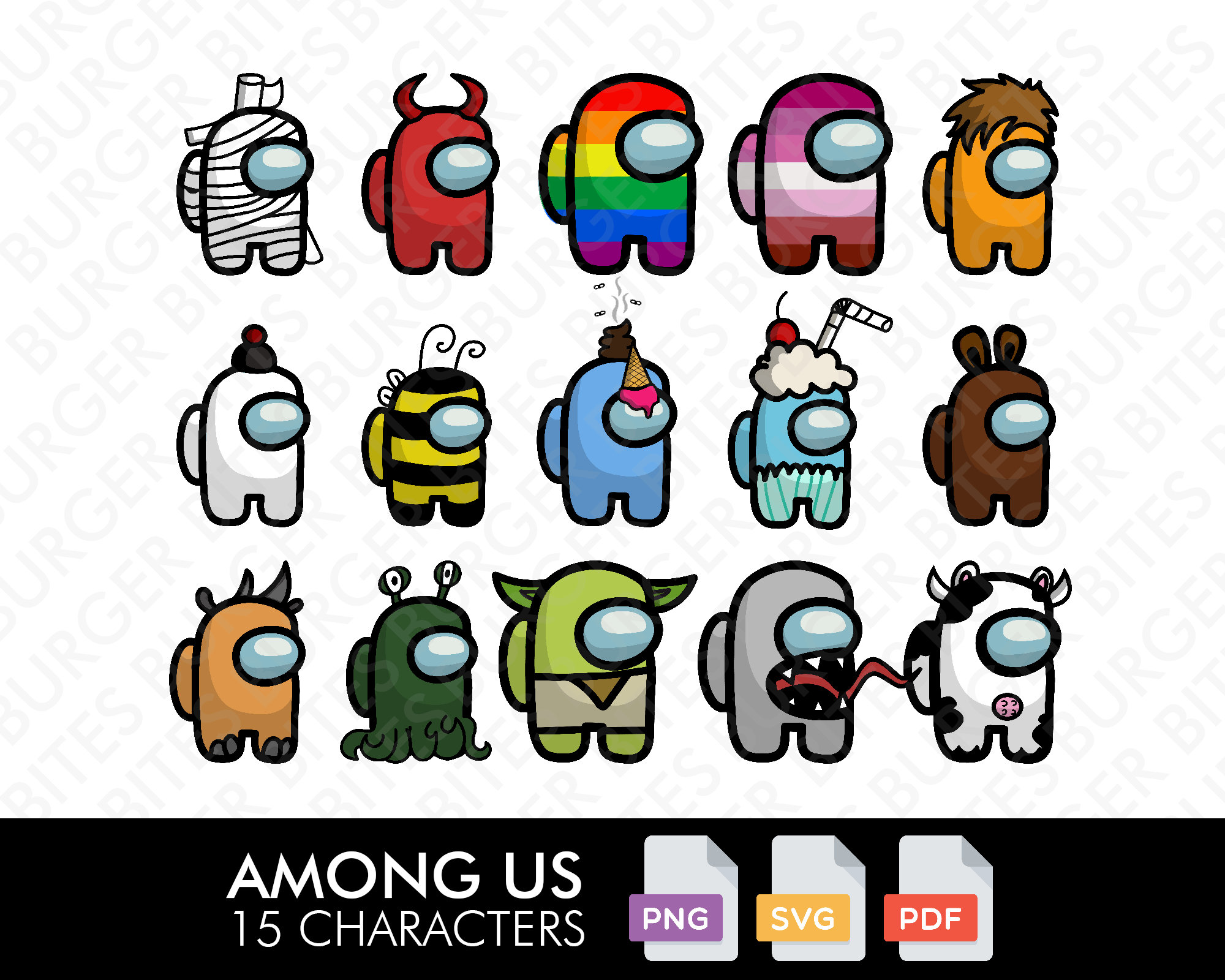 Among Us Cute Characters Print and Sticker Ready Among Us SVG File ...